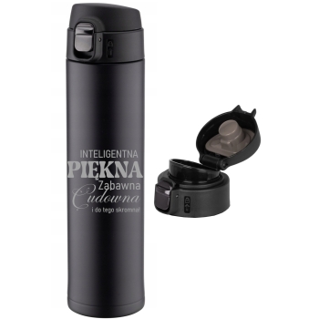 Kubek termiczny z Grawerem czarny z ustnikiem Prezent dla Niej Niego