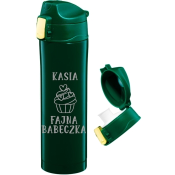 Kubek termiczny z grawerem Prezent dla Niej Niego 420ml Zielony