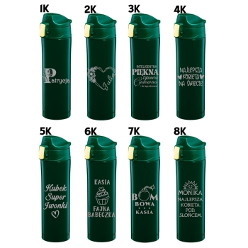 Kubek termiczny z grawerem Prezent dla Niej Niego 420ml Zielony