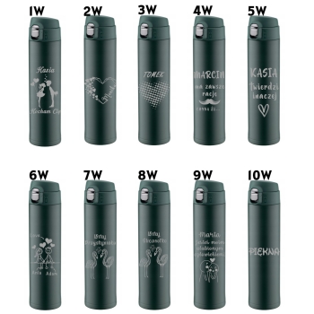 Kubek termiczny z Grawerem zielony Prezent na Walentynki Dzień Kobiet