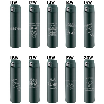 Kubek termiczny z Grawerem zielony Prezent na Walentynki Dzień Kobiet