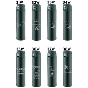 Kubek termiczny z Grawerem zielony Prezent na Walentynki Dzień Kobiet