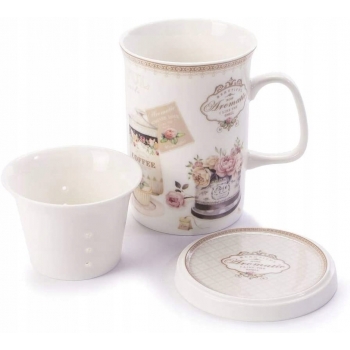 Kubek Porcelanowy Romantic Zaparzacz 320ml Prezent