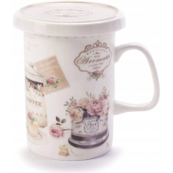 Kubek Porcelanowy Romantic Zaparzacz 320ml Prezent