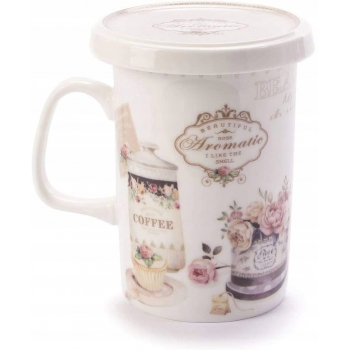 Kubek Porcelanowy Romantic Zaparzacz 320ml Prezent