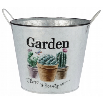 Osłonka Metalowa Cactus Vintage 14 Cm Szara