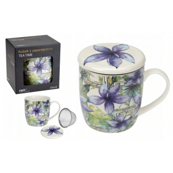 Kubek Z Zaparzaczem Tea Time Niebieski Kwiat 350ml