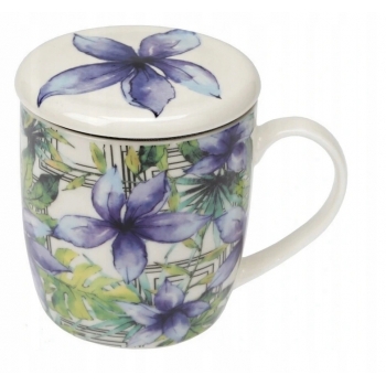 Kubek Z Zaparzaczem Tea Time Niebieski Kwiat 350ml