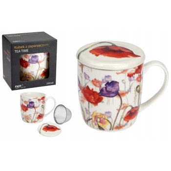 Kubek Z Zaparzaczem Tea Time Czerwone Maki 350ml