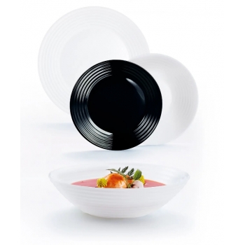 Komplet Obiadowy Harena White Black Luminarc 18el