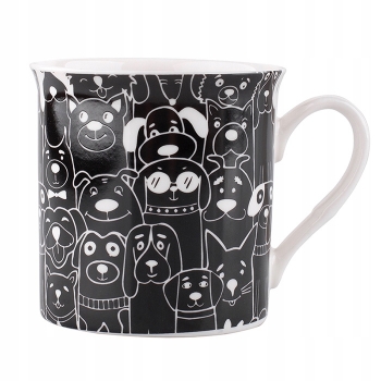 Czarny Kubek Porcelanowy Zwierzaki Pies 250 Ml