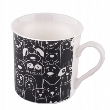 Czarny Kubek Porcelanowy Zwierzaki Pies 250 Ml