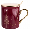 Kubek 240ml Z Pokrywką I Łyżeczką Tree Gift Bordo