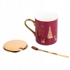 Kubek 240ml Z Pokrywką I Łyżeczką Tree Gift Bordo