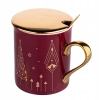 Kubek 240ml Z Pokrywką I Łyżeczką Tree Gift Bordo