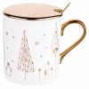 Kubek 240ml Z Pokrywką I Łyżeczką Tree Gift Biały