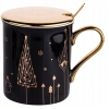 Kubek 240ml Z Pokrywką I Łyżeczką Tree Gift Czarny