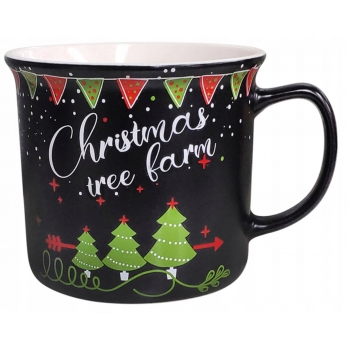 Kubek Świąteczny 350 Ml Czarny Christmas Tree
