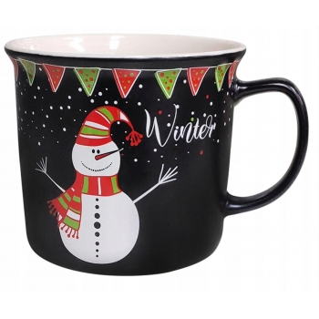Kubek Świąteczny 350 Ml Czarny Winter Bałwanek