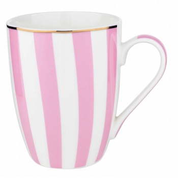 Kubek Porcelanowy 340 Stripes Różowe Pasy Florina