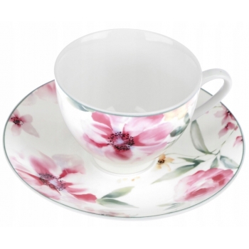 Filiżanka Ze Spodkiem 220ml Biała Magnolia Ravi