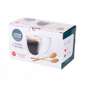 Szklanki Termiczne Latte 2szt 300ml Z Łyżeczkami