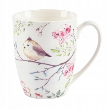 Pastelowa Wiosna Ptaszek Kubek Porcelanowy Błękit