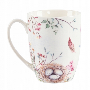 Pastelowa Wiosna Ptaszek Kubek Porcelanowy Błękit