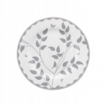 Talerz Deserowy 20cm Grigio Listki Szary Florina