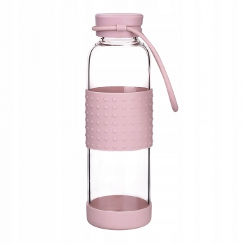 Butelka Szklana Na Wodę W Osłonie 550 Ml Różowa