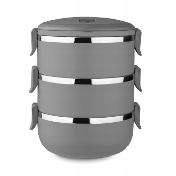Termos Obiadowy Pojemnik Na Obiad 3 Części Szary