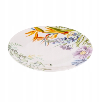 Talerz Deserowy Porcelanowy Strelicja Kwiaty 20cm