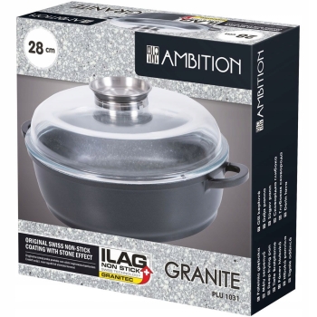 Patelnia Głęboka Z Pokrywą Ambition Granite 28cm