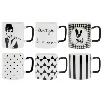 Kubek Porcelanowy 350ml Fashion Czarne Pasy