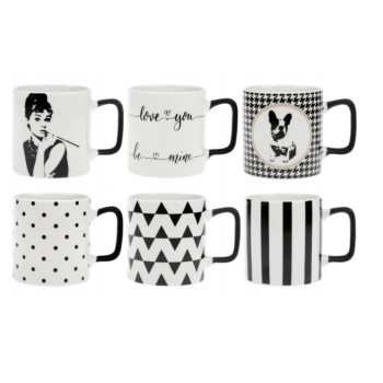 Kubek Porcelanowy 350ml Fashion Czarne Pasy