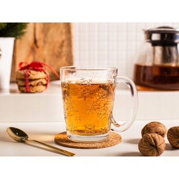 Zestaw Kubków Szklanki Zimowe 300ml Śnieżynka 6szt