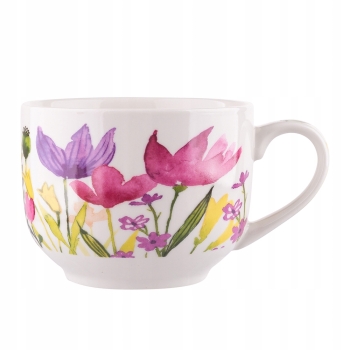Filiżanka Xxl Porcelanowa 500ml Tulipany Kwiaty