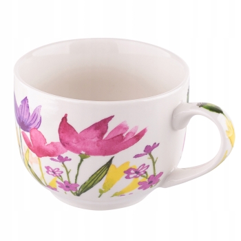 Filiżanka Xxl Porcelanowa 500ml Tulipany Kwiaty