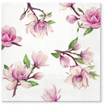 Serwetki Papierowe 20szt Różowe Kwiaty Magnolie