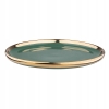 Talerz deserowy 20 cm Aurora Gold zielony ze złoty