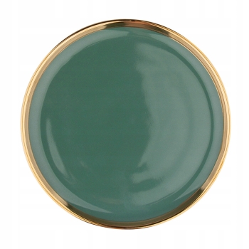 Talerz deserowy 20 cm Aurora Gold zielony ze złoty
