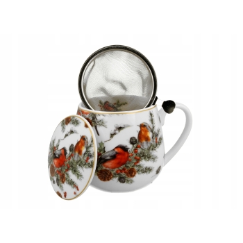Kubek z zaparzaczem 430 świąteczny Christmas Birds