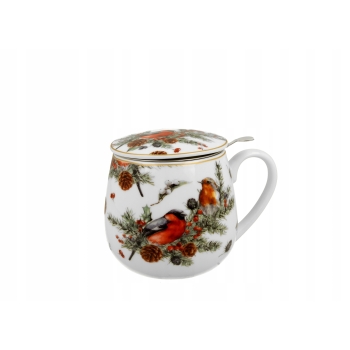 Kubek z zaparzaczem 430 świąteczny Christmas Birds