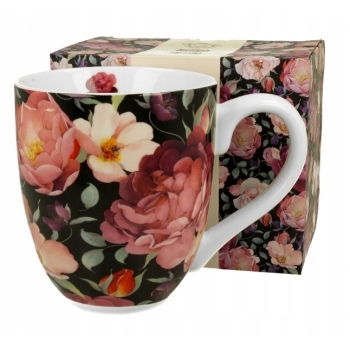 Duży Kubek porcelanowy Kubas XXL Spring Roses Black Róże 1000ml Duo Gift