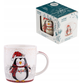 Kubek porcelanowy zimowy 300ml Pingwinek w pudełku