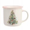 Kubek świąteczny zimowy z czerwonym rantem 390ml Choinka