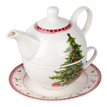Filiżanka z dzbankiem zestaw Tea For One Świąteczna Choinka