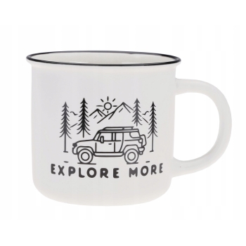 Kubek porcelanowy 360ml biało czarny Camping Explore more
