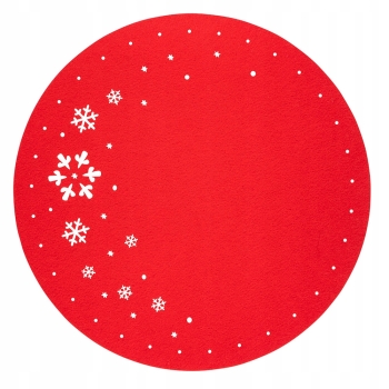 Mata na stół podkładka świąteczna filcowa 38cm śnieżynki czerwona