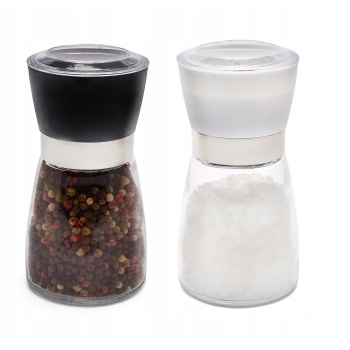 Szklane młynki ręczne do mielenia soli pieprzu 2szt 170ml
